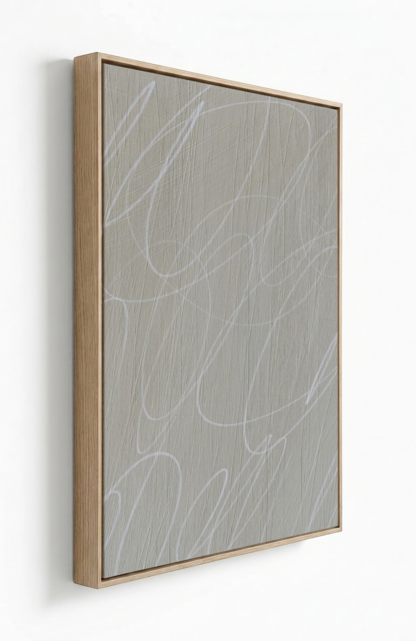 Abstract Marks in Neutral Framed Canvas Wall Art in French Linen