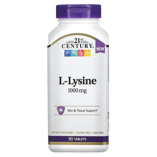 21st Century Healthcare L-Lysine 1000 Mg, 90 Count Tablets