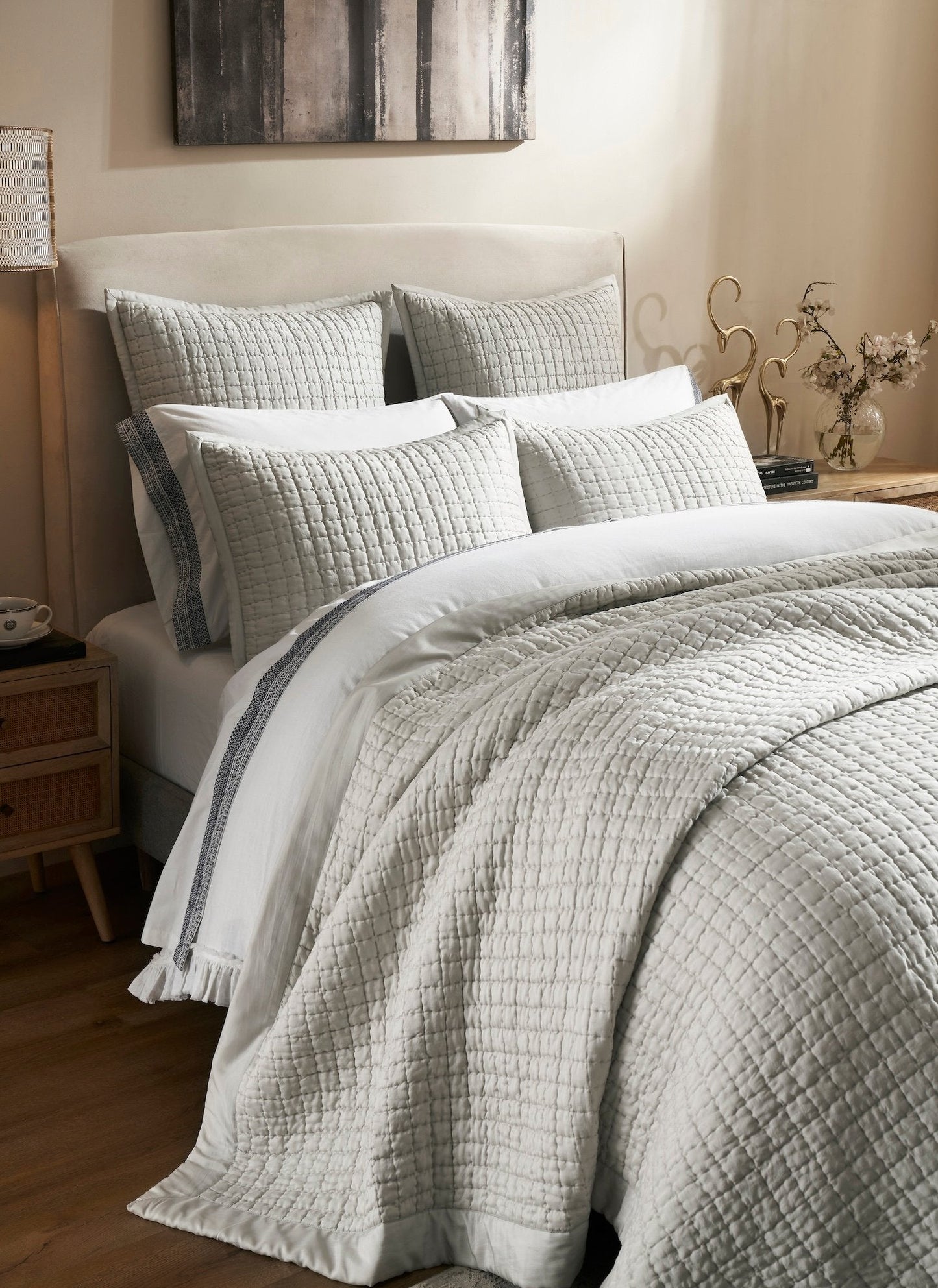 Malibu Square Quilted Silk Coverlet