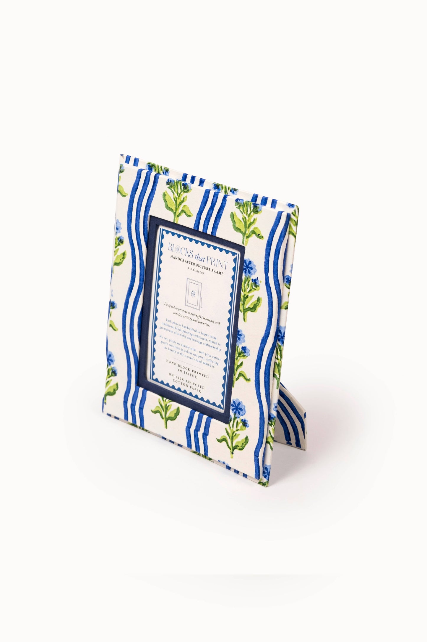 Medium Block Print Photo Frame (4 x 6) - Leher Blue