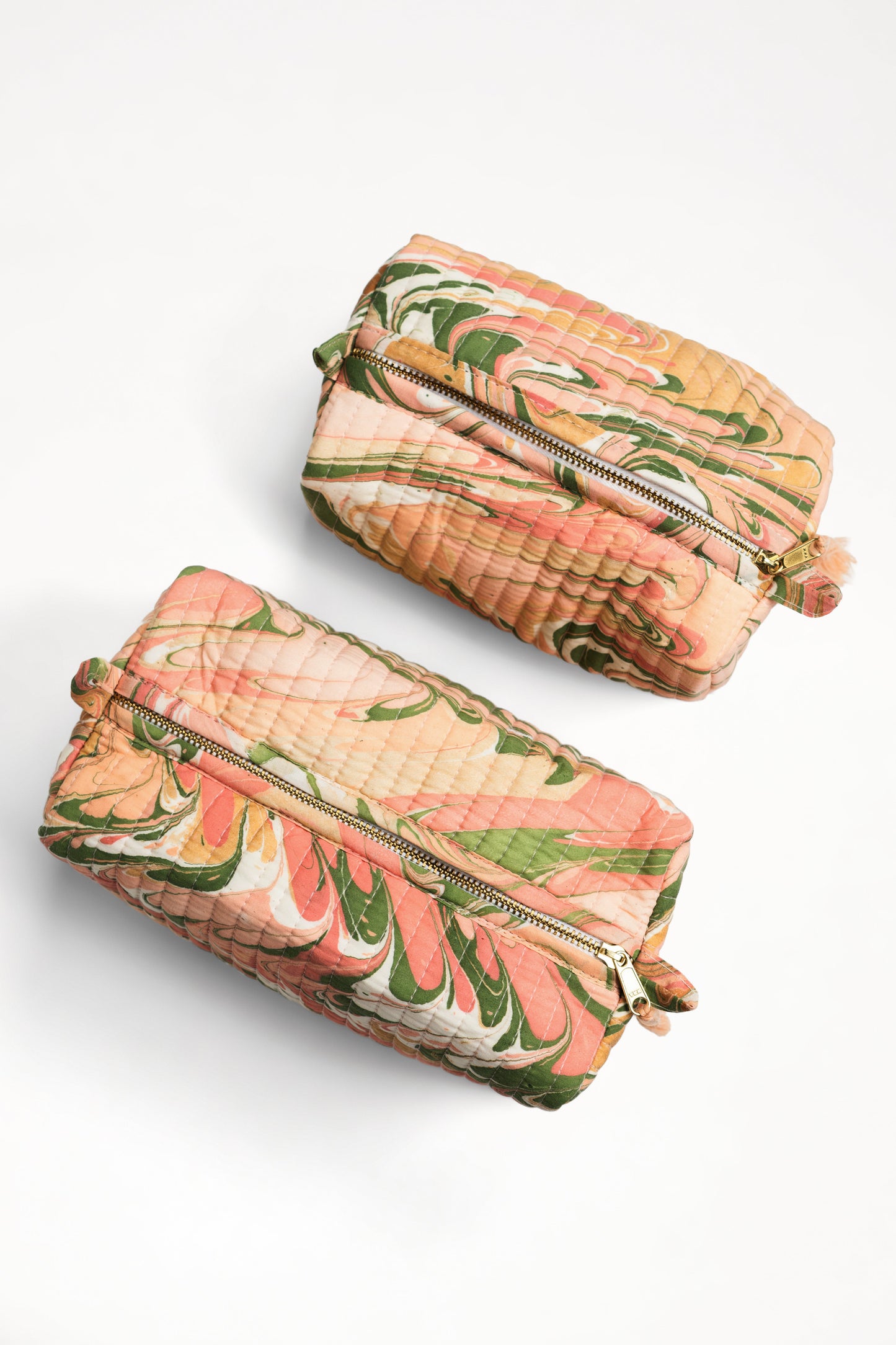 Peony Bloom Hand-Marbled Cosmetic Bag