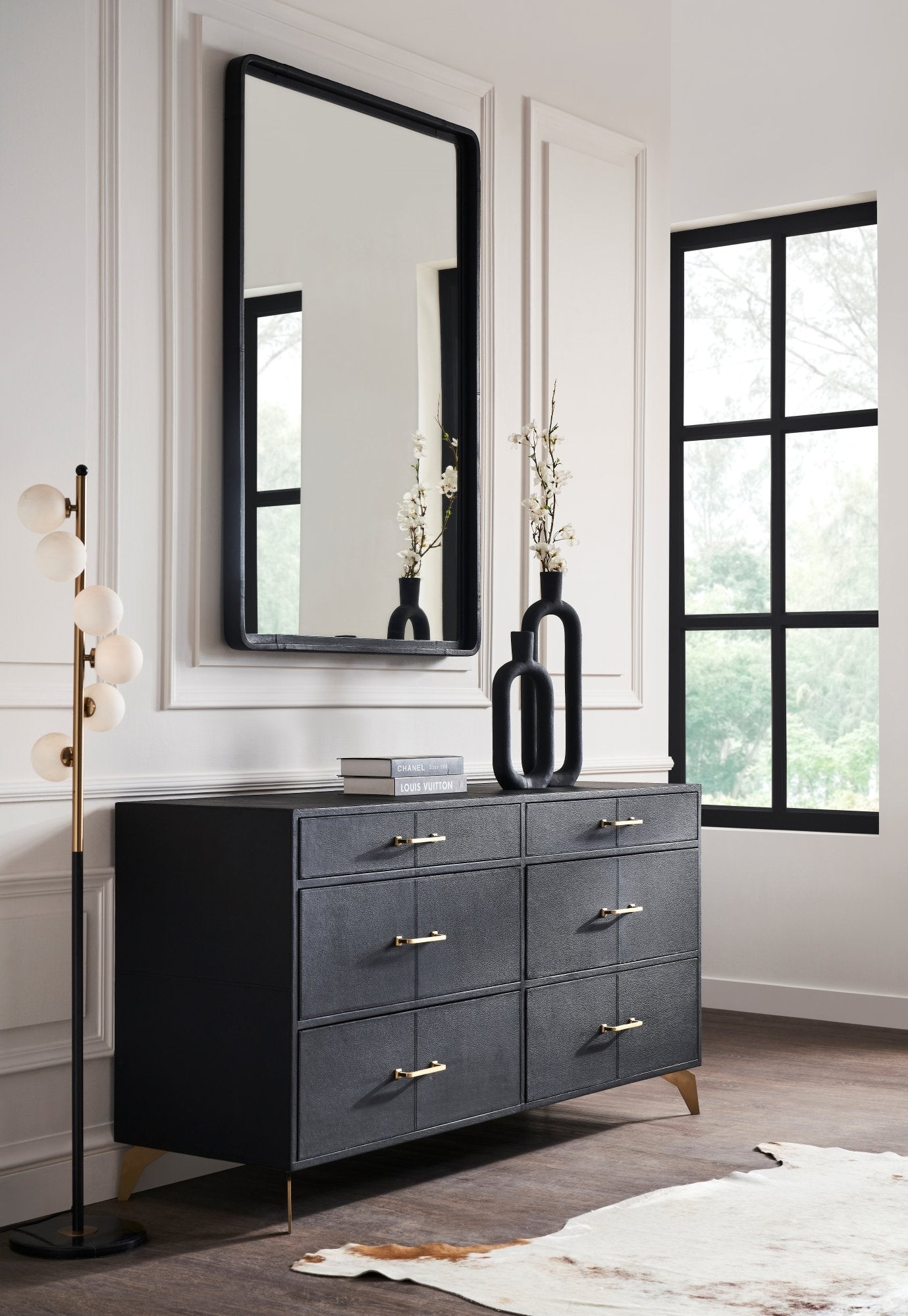 Berkeley Six Drawer Leather Dresser