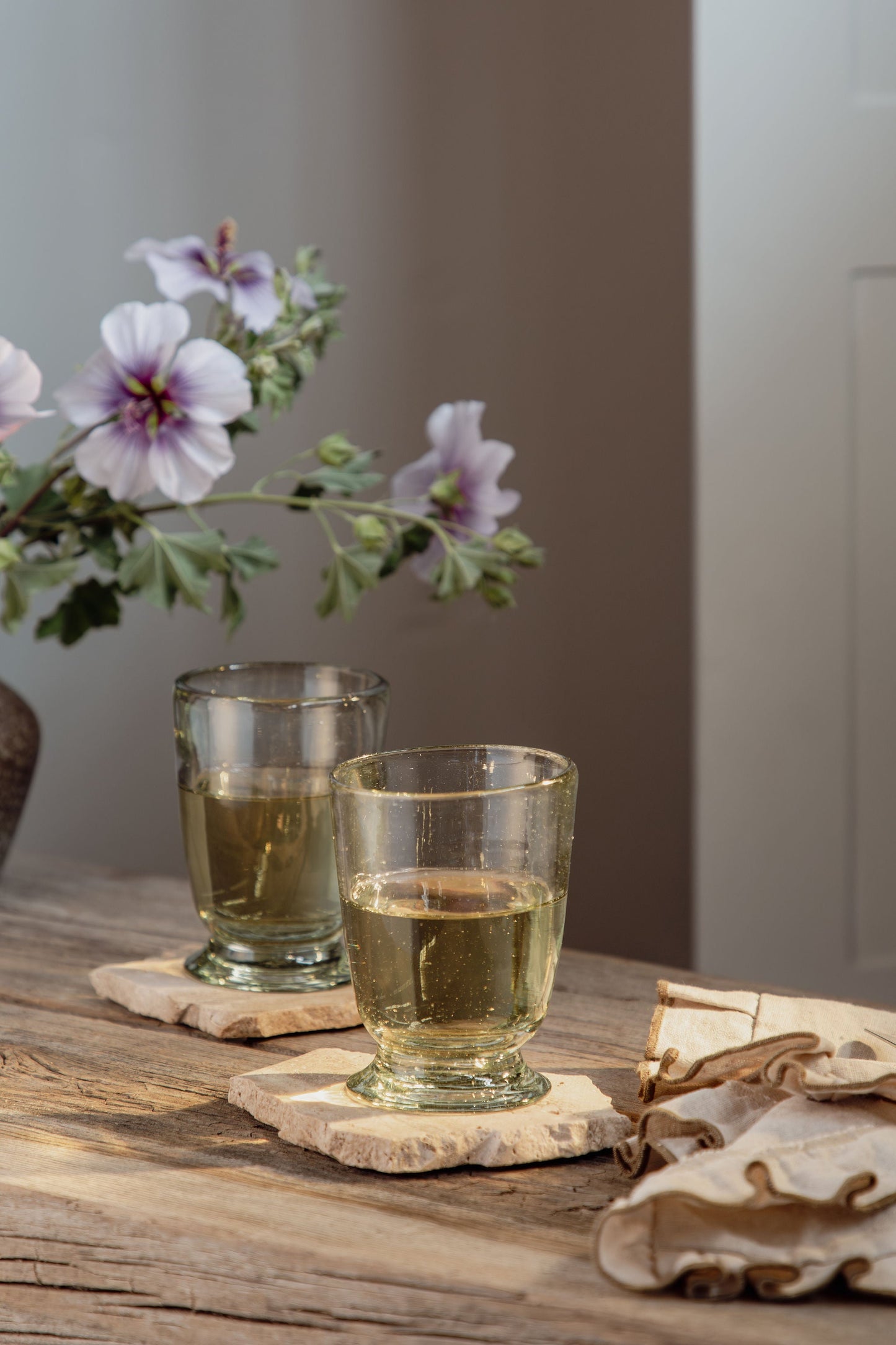 Handblown Footed Glass, Set of 2
