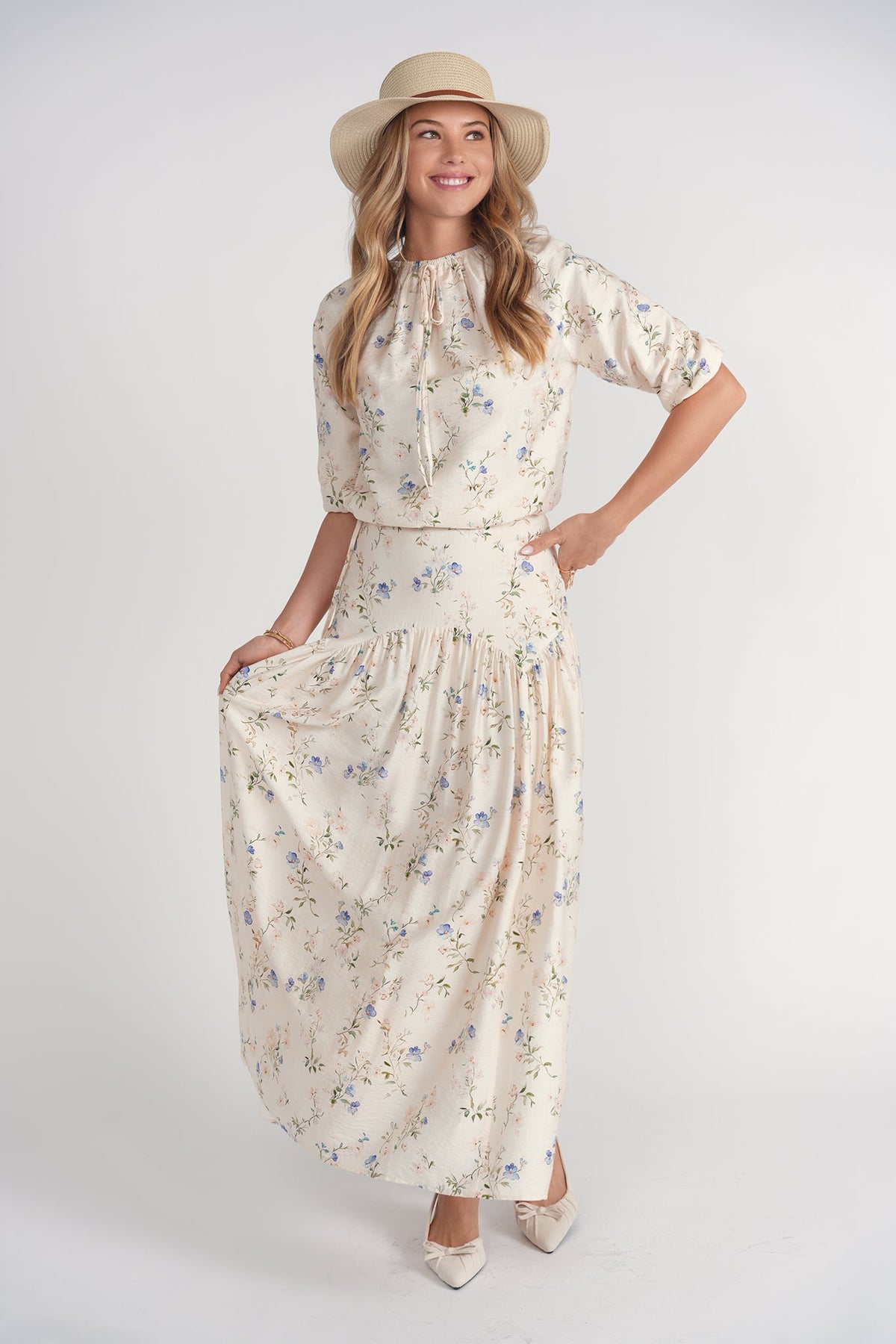 Belle Top- Cream Floral