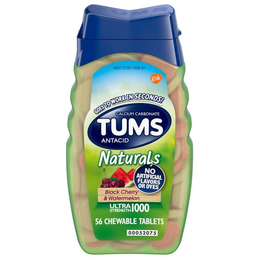 Tums Naturals Ultra Strength Antacid Chewable Tablets - Black Cherry & Watermelon