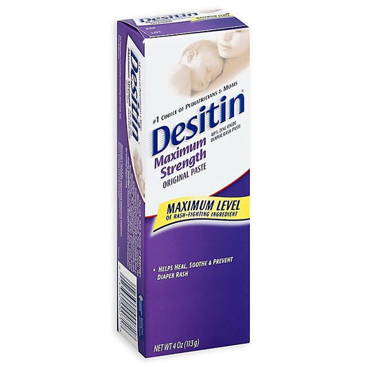Desitin Maximum Strength Baby Diaper Rash Cream With 40% Zinc Oxide For Treatment, Relief & Prevention, Hypoallergenic, Phthalate- & Paraben-Free Paste, 4 Oz
