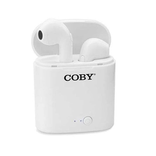 Coby Electronics True Wireless Earbuds, White