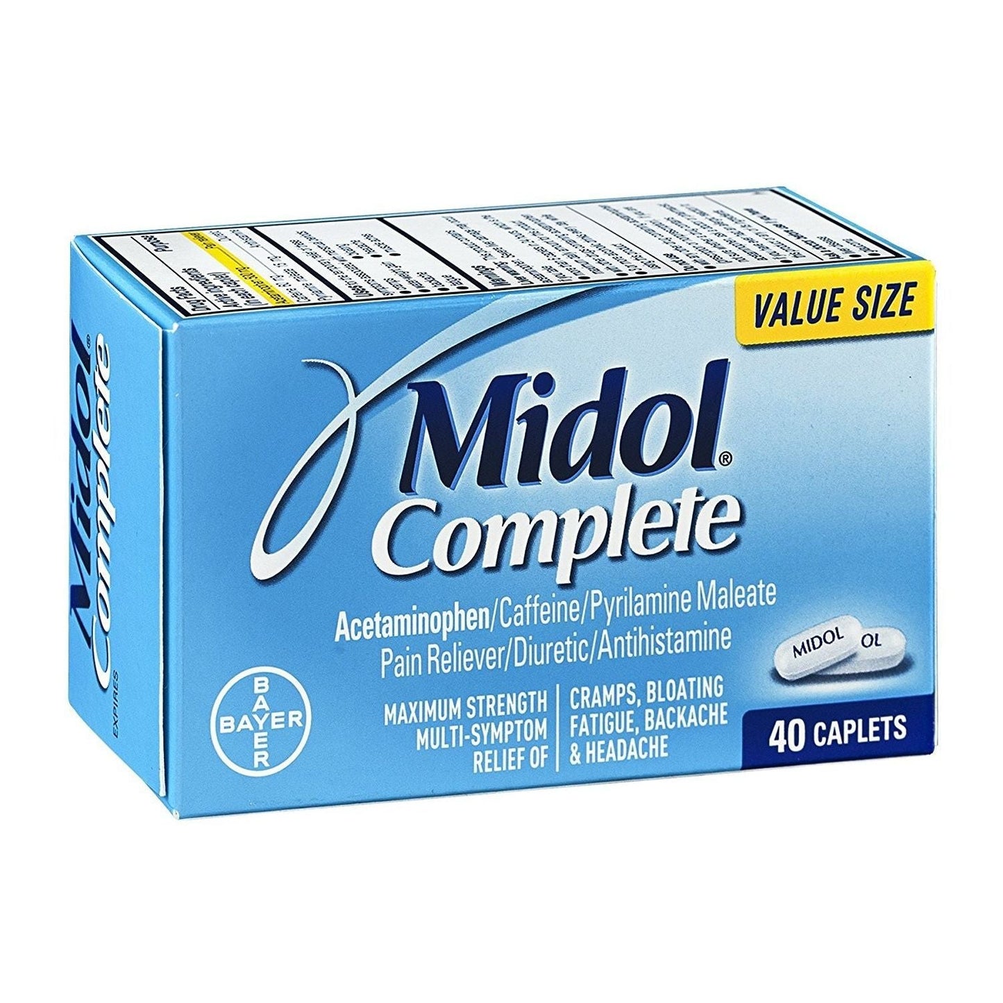Midol Complete Menstrual Symptom Relief Acetaminophen, 40 Caps
