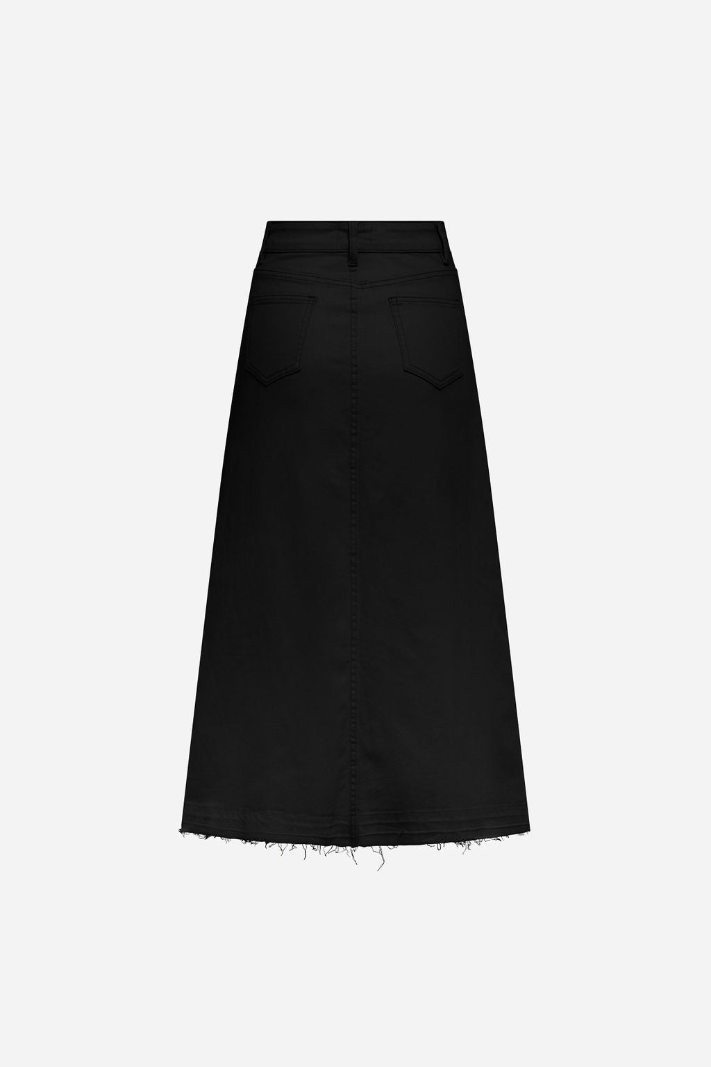 Fray Detail Denim Skirt- Black