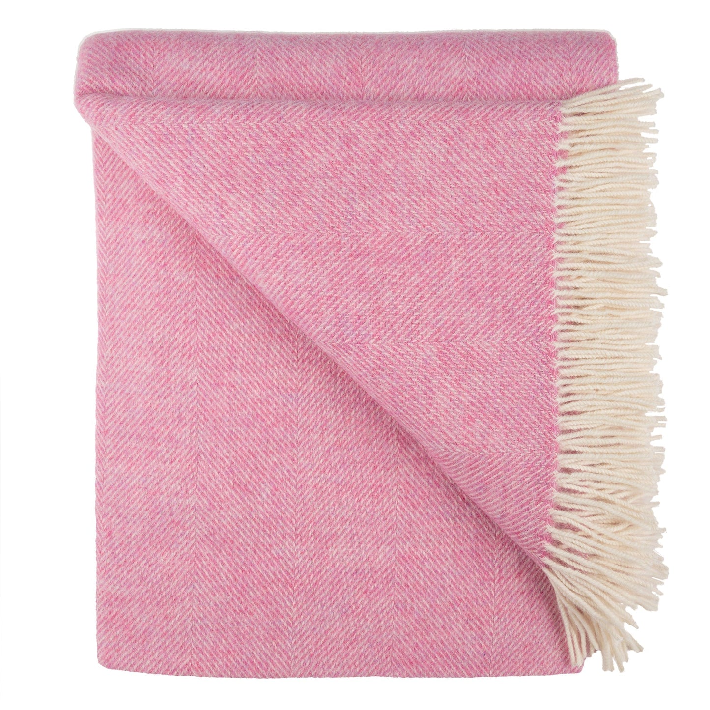 Southampton Home Shetland Lambswool Herringbone Throw – Light Pink | Woven in England