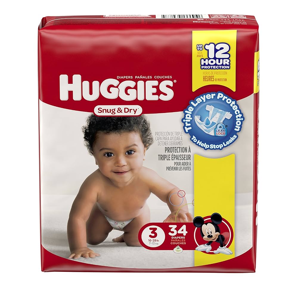 HUGGIES Snug & Dry Diapers, Size 3, 34 Count