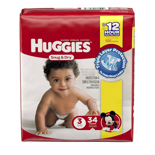 HUGGIES Snug & Dry Diapers, Size 3, 34 Count