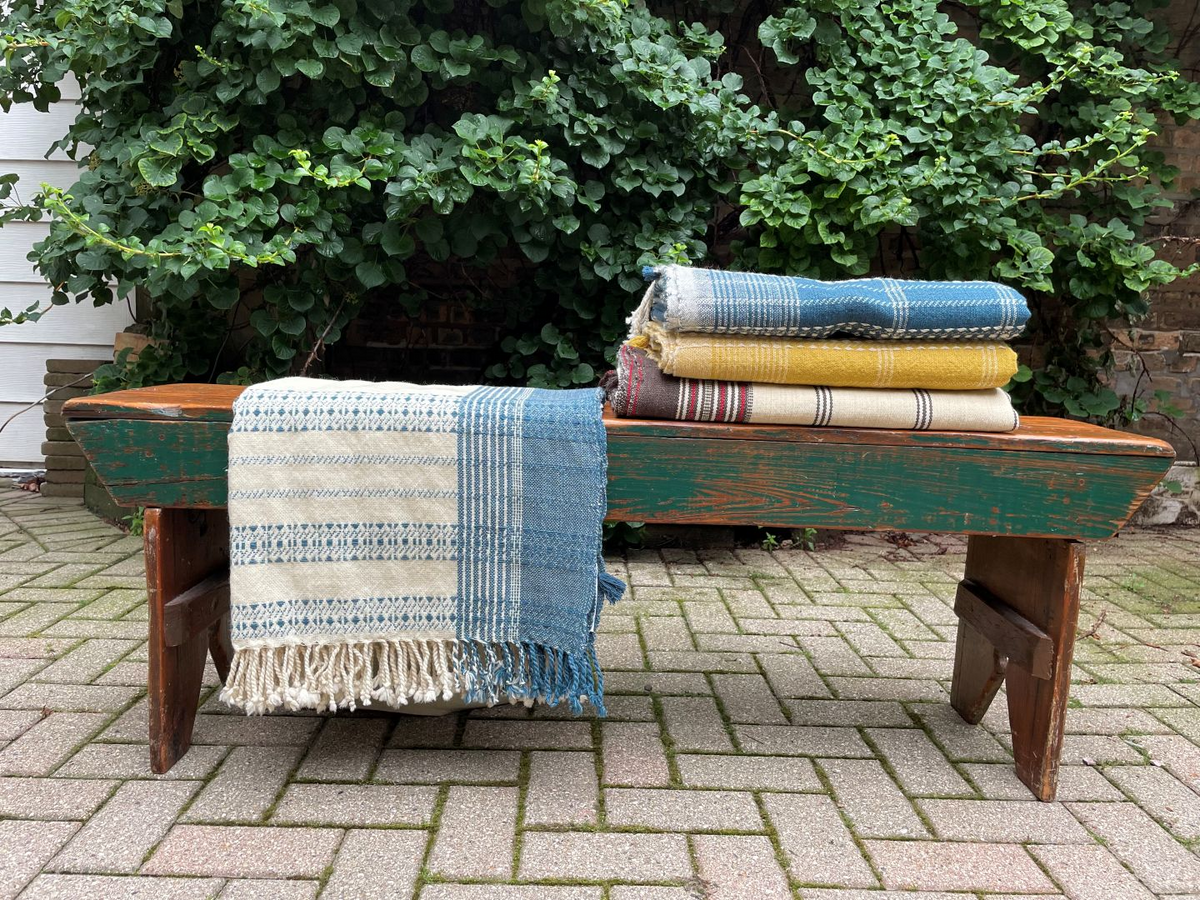 BK Shell/Indigo Handwoven Bedspread