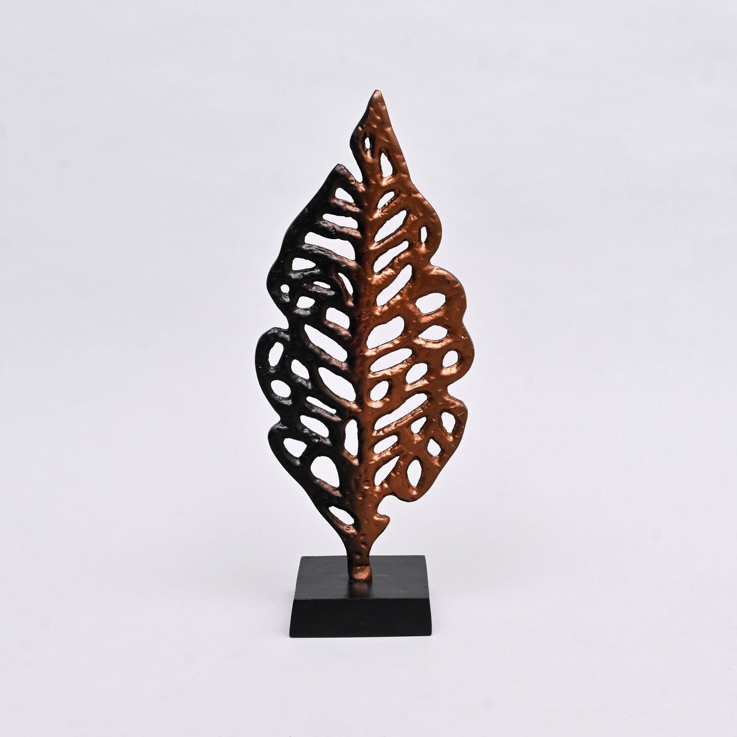 Ornate Gold Aluminum Leaf Table Sculpture on Black Base – 17.5" Elegant Décor Accent