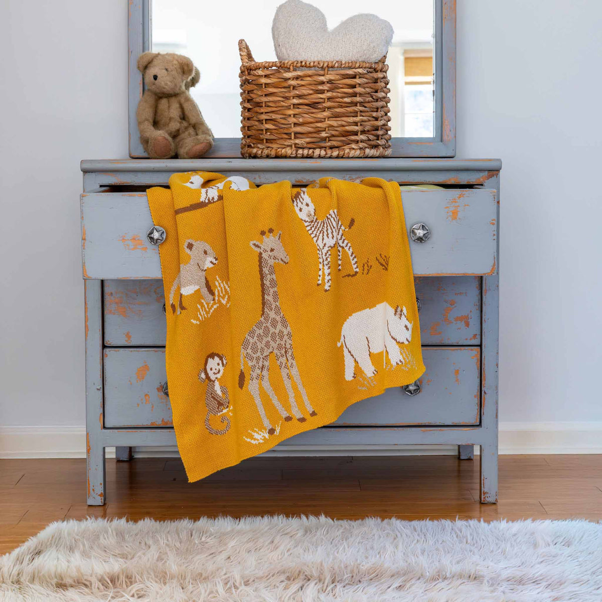 Baby Safari - Cotton Sustainable Knit Animal Blanket