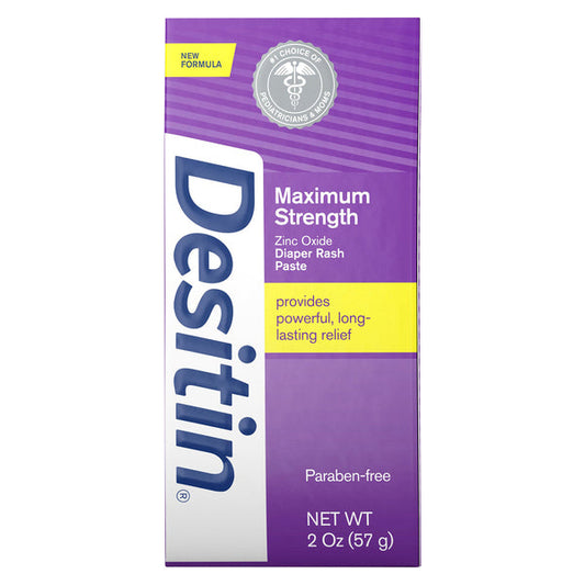 Desitin Maximum Strength Baby Diaper Rash Cream With 40% Zinc Oxide For Treatment, Relief & Prevention, Hypoallergenic, Phthalate- & Paraben-Free Paste, Travel Size, 2 Oz