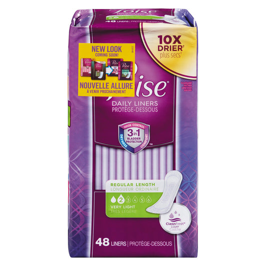 Poise Daily Incontinence Panty Liners, Very Light Absorbency Regular Length
