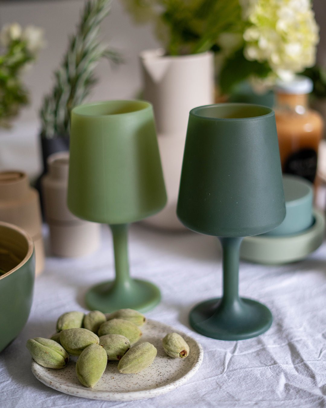 sage + olive | swepp | silicone unbreakable wine glasses