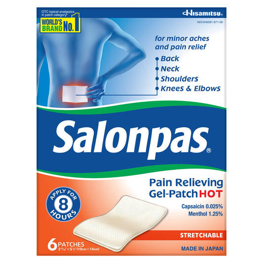 Salonpas Pain Relieving Gel Patch, Hot, Stretchable