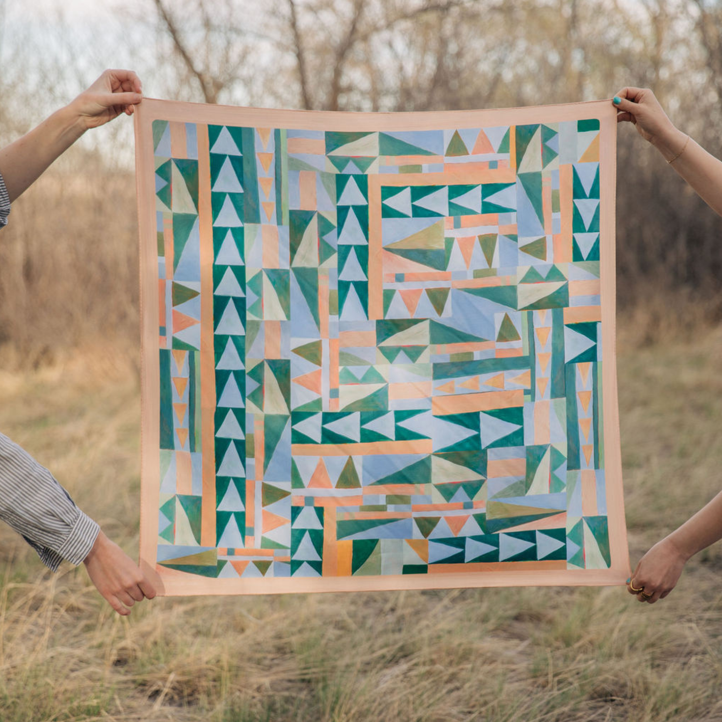 100% Silk Scarf: Prism - Abstract Geometric Pattern