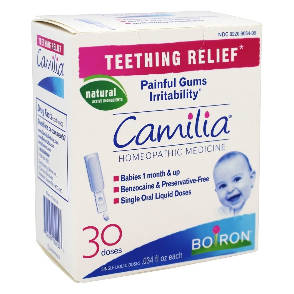Boiron Camilia, Homeopathic Medicine Teething Relief, 30 Single Liquid Doses