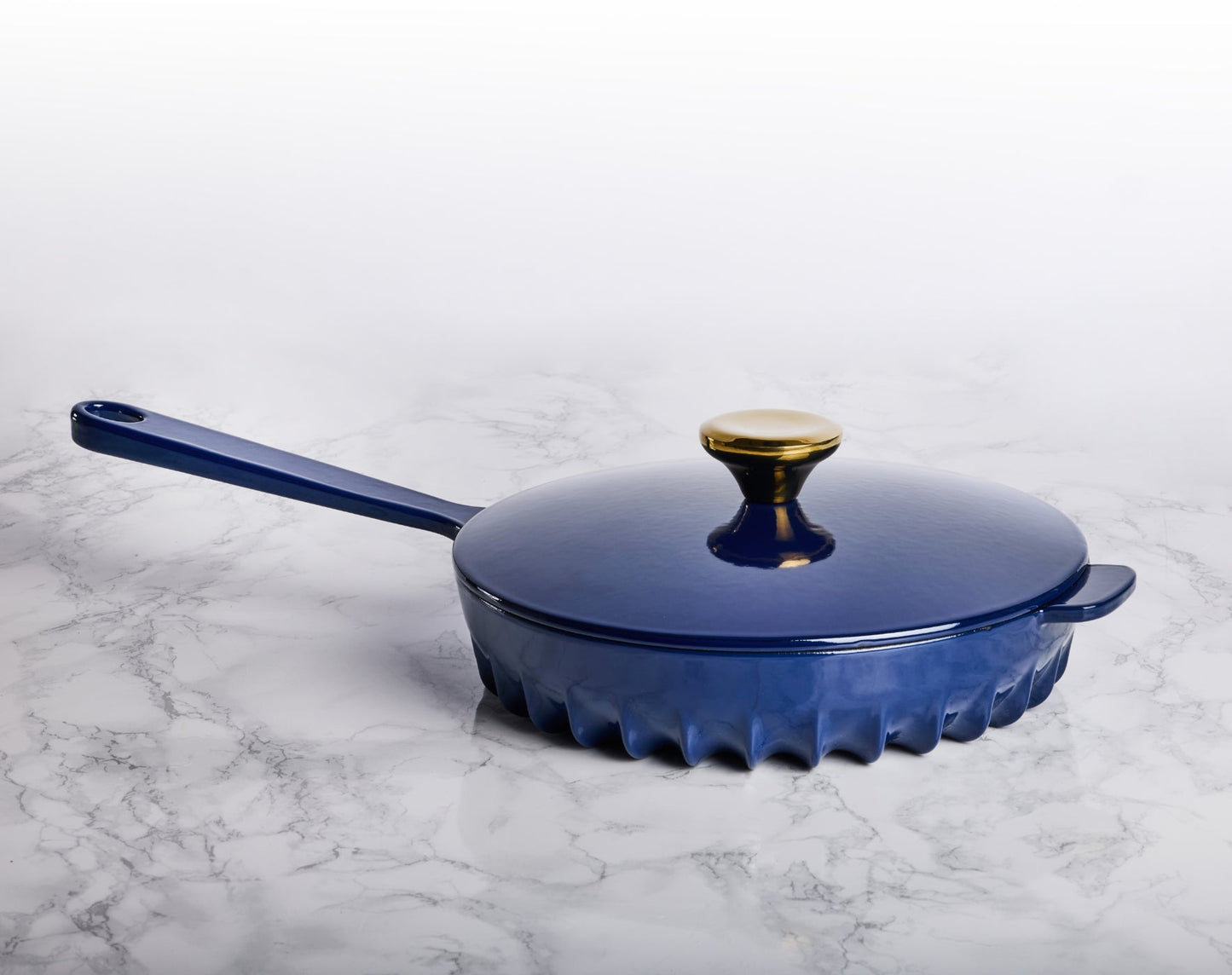FIREUP Rapid Heat Enameled Cast Iron Oxford Blue Frying Pan with Lid, 10 In.