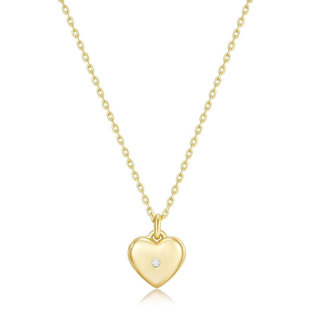 Mini Heart Locket Necklace With CZ
