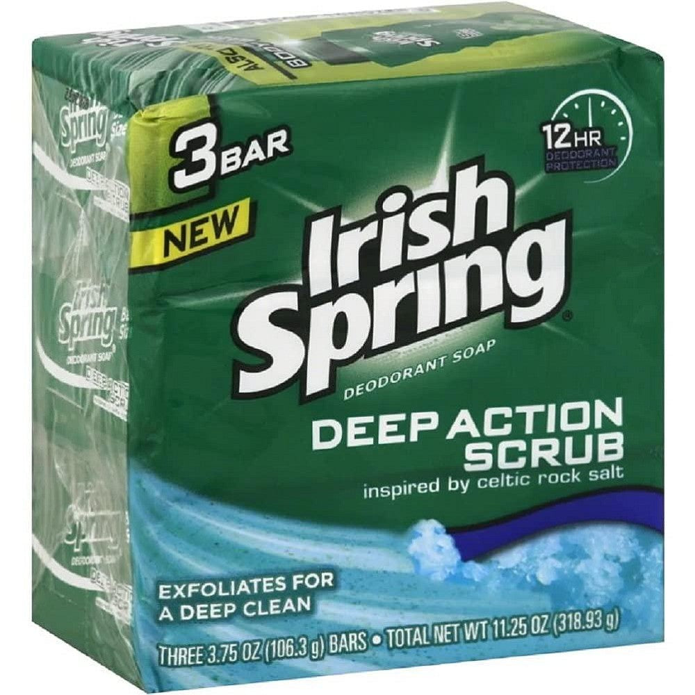 Irish Spring Deep Action Scrub Deodorant Soap - 3 Bars X 4oz