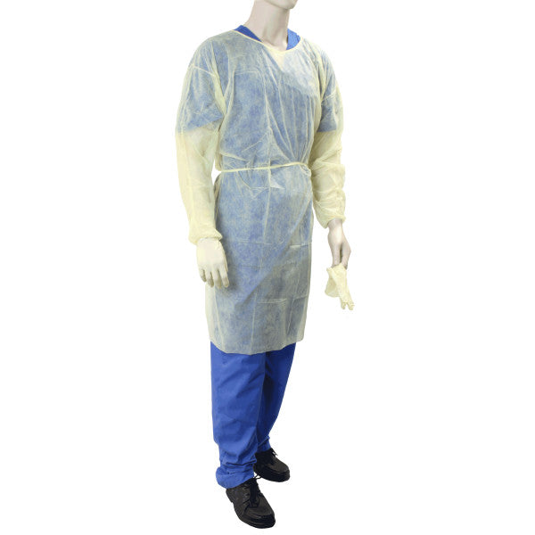 Dynarex Isolation Gown Fluid Resistant Universal, Yellow 50/Case