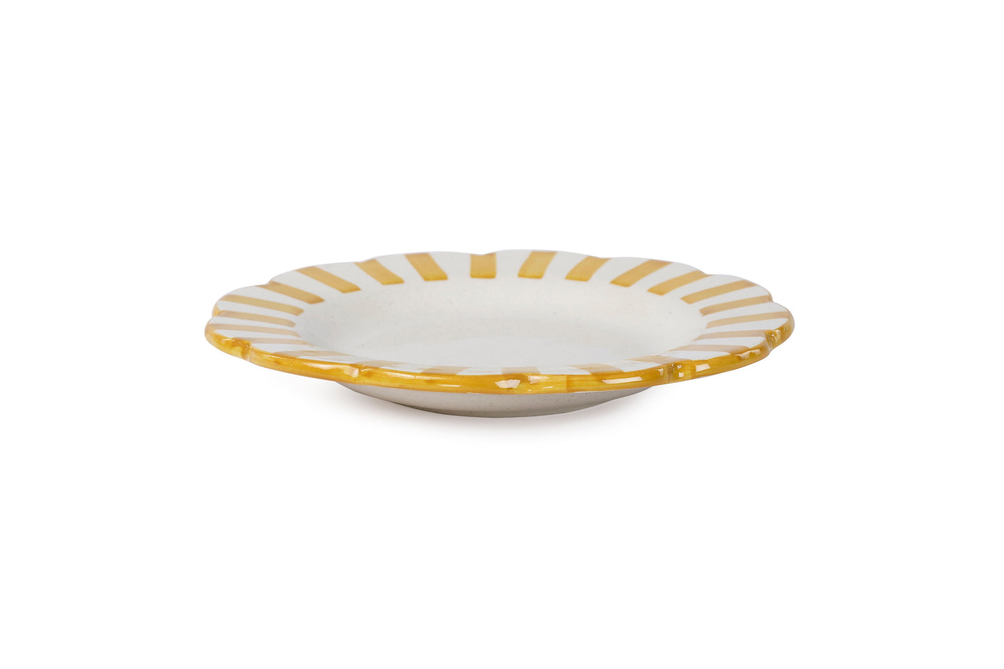 Ceramic stripe Salad Plate, Yellow- 8.25x 8.25 x 1.25 Inches ( Set of 4 )