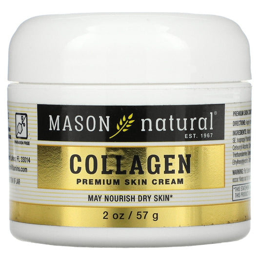 Mason Natural Jar 2 Oz Collagen Beauty Cream Colageno Crema Pure Skin Care Hydrolyzed