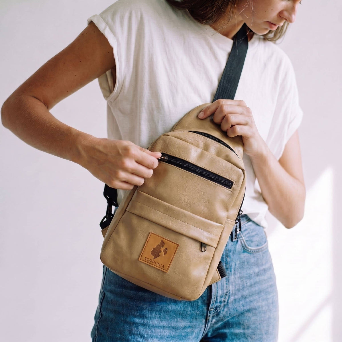 Vegan Leather Crossbody Bag for Women | Umoja Large Sling Bag for Men