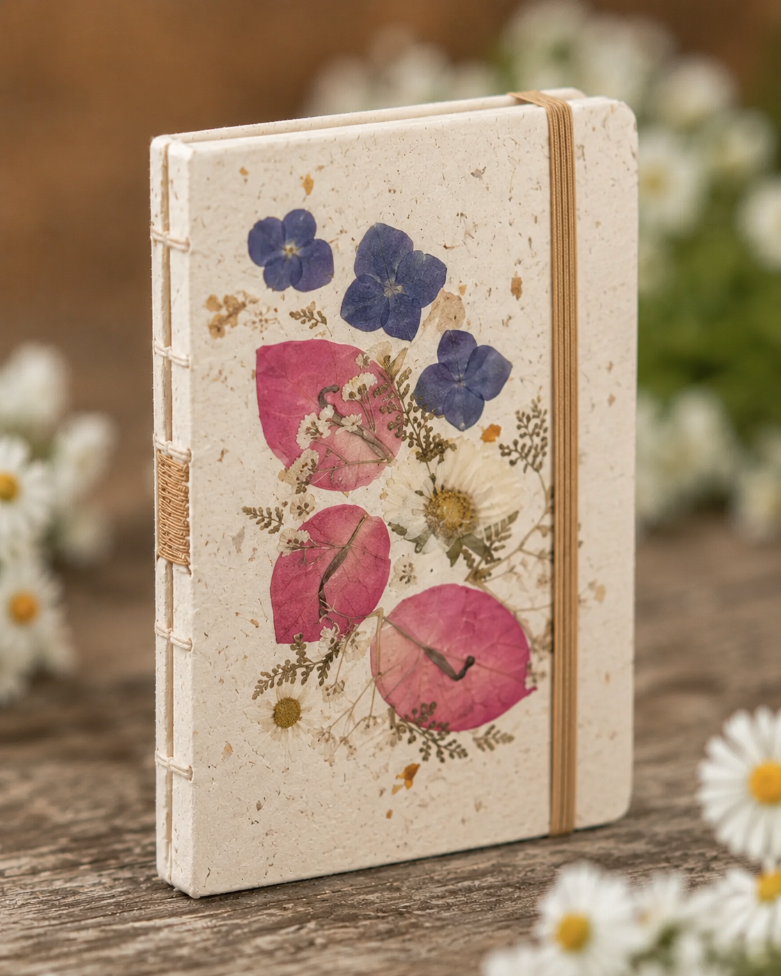 Handcrafted Journal with Pressed Flowers 4x6
