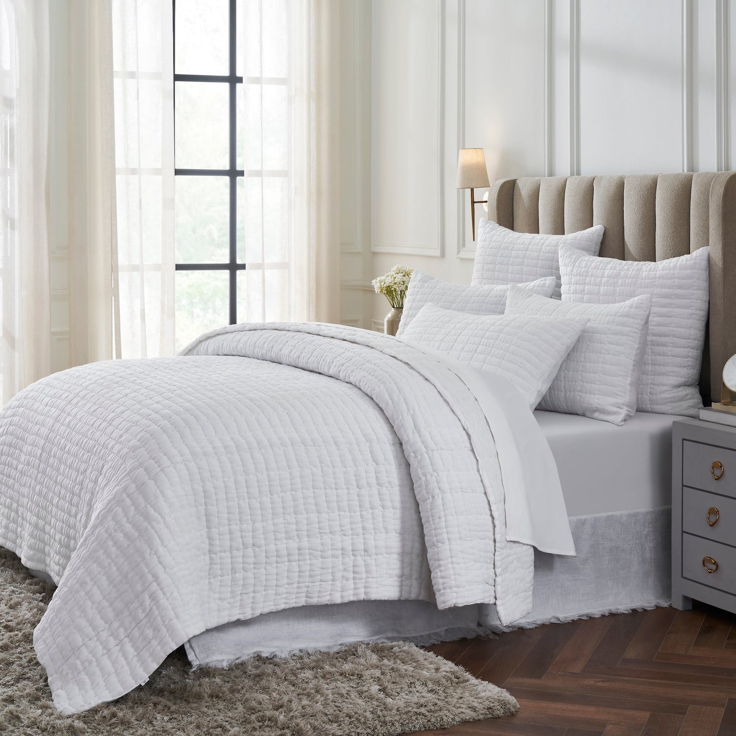 Logan Grid European Linen Quilt