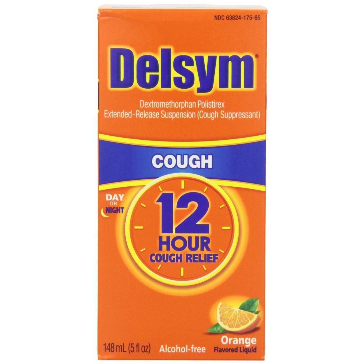 Delsym Cough Suppressant 12 Hour Relief Day Or Night Orange Flavored Liquid