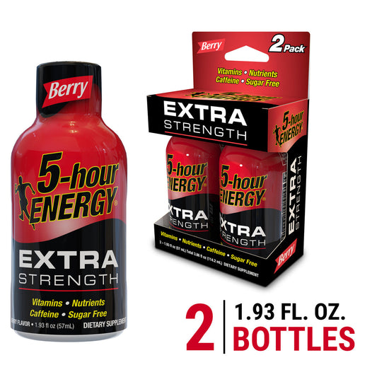 5-Hour Energy 2 Pack Extra Strength Berry Shot 2 1.93 Fl Oz Cans