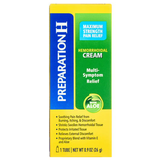 Preparation H Hemorrhoid Symptom Treatment Cream , Maximum Strength Multi-symptom Pain Relief With Aloe