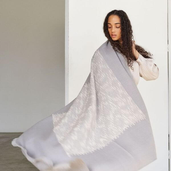 Flo Gray Textured Handloom Merino Throw