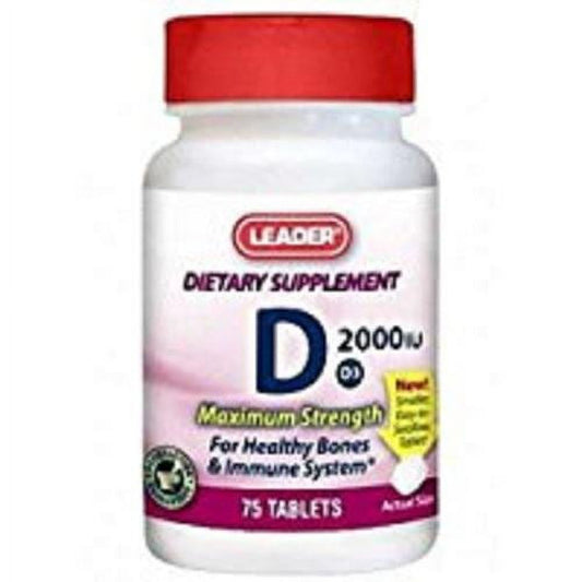 Leader Vitamin D3 Supplement, 75 Tablets