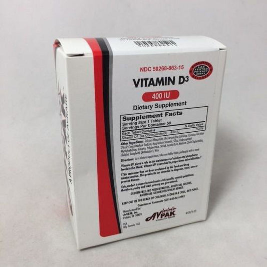 AvKare Vitamin D3 400 IU Tablets 50ct
