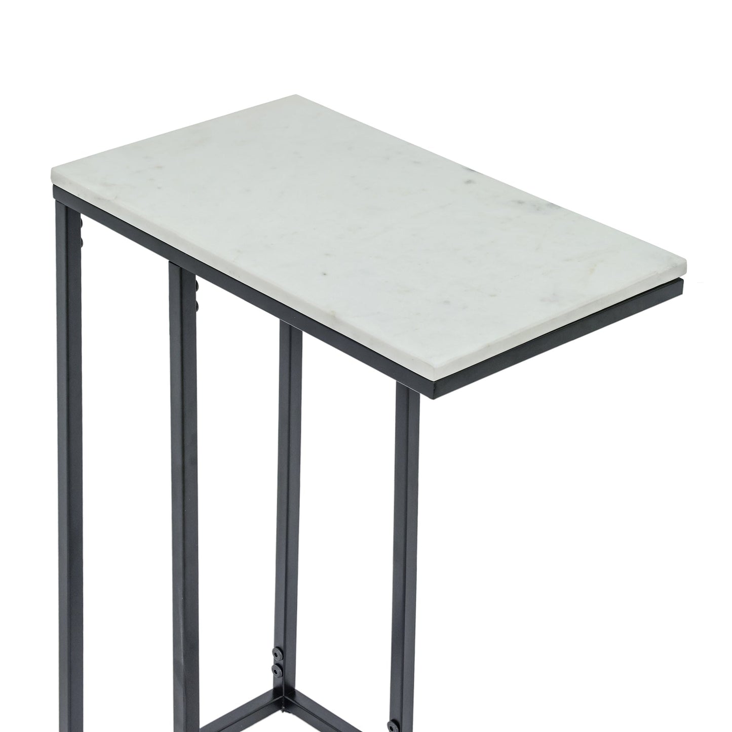 C-Shape Side Table with Marble Top