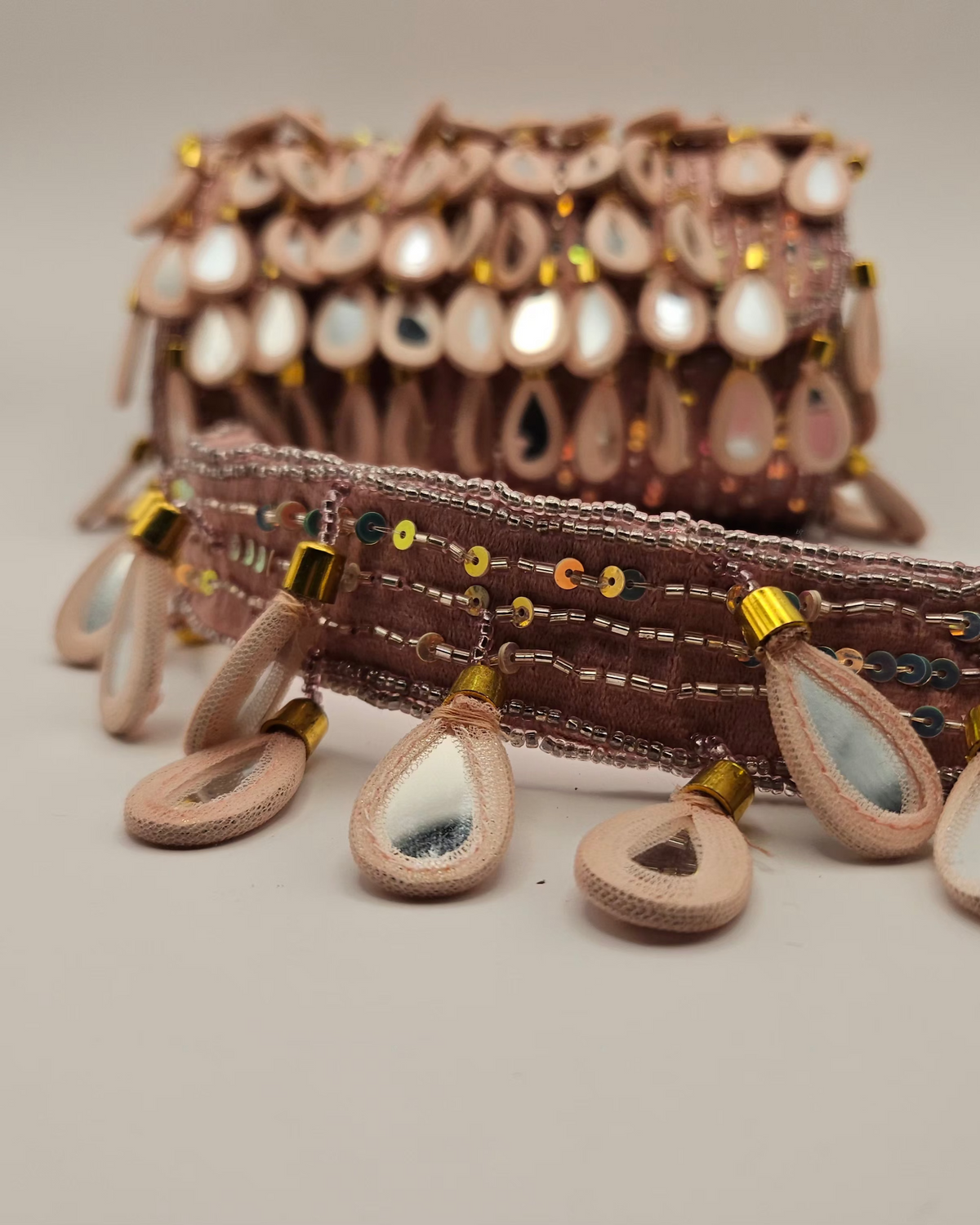 Taylor Pink Beaded Mirror Bag | Special Occasion Clutch