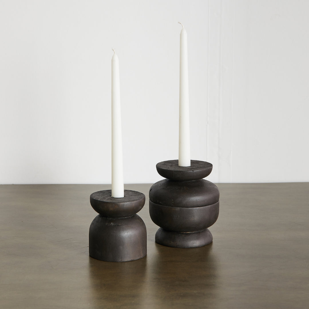 Organic Wood Taper Candlestick Holder