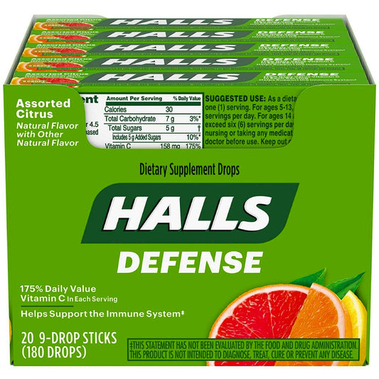 Halls Defense Supplement Drops, Vitamin C, Assorted Citrus