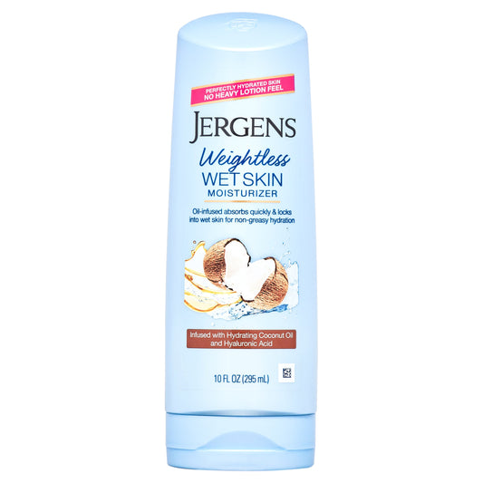 Jergens Weightless Wet Skin Moisturizer, Coconut Oil, 10 Fl Oz (295 Ml)