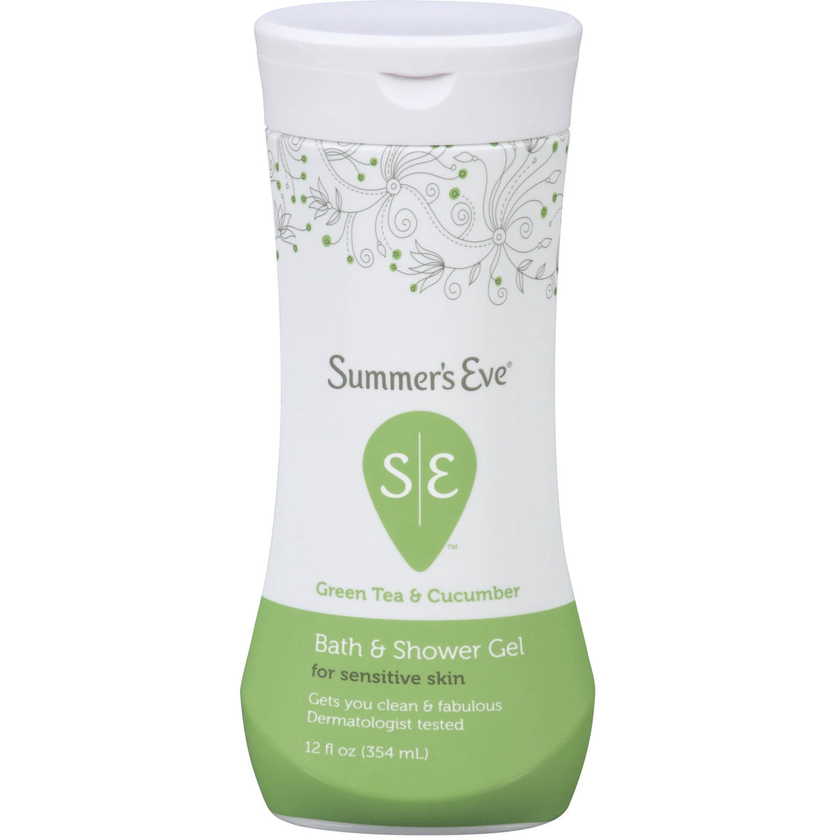 Summer's Eve Bath & Shower Gel, For Sensitive Skin, Green Tea & Cucumber 12 Oz
