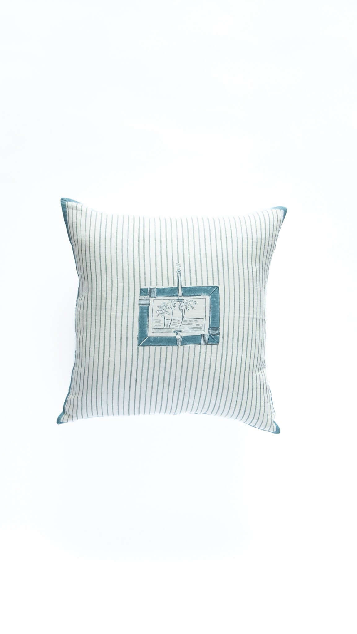 Indigo Palm - Hand Block Printed Cushion Cover