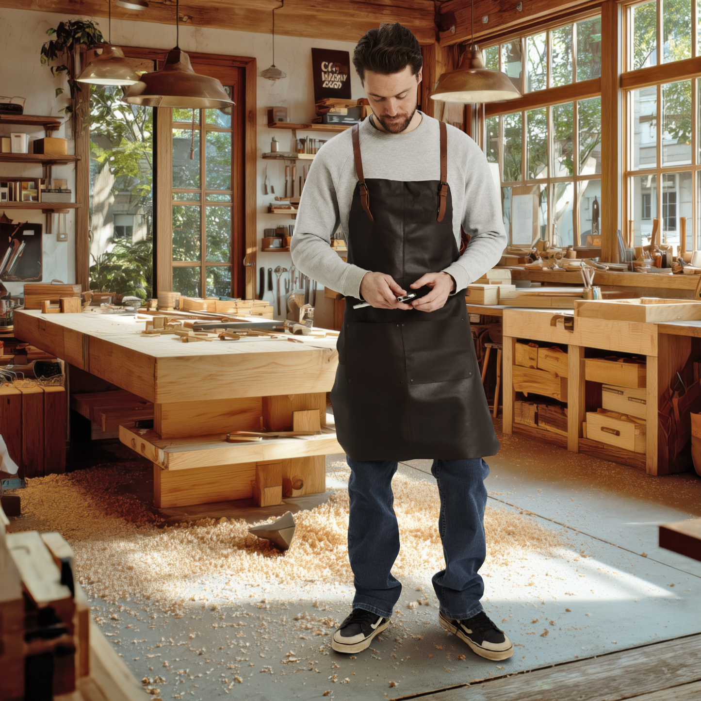 Theodore Leather Work Apron