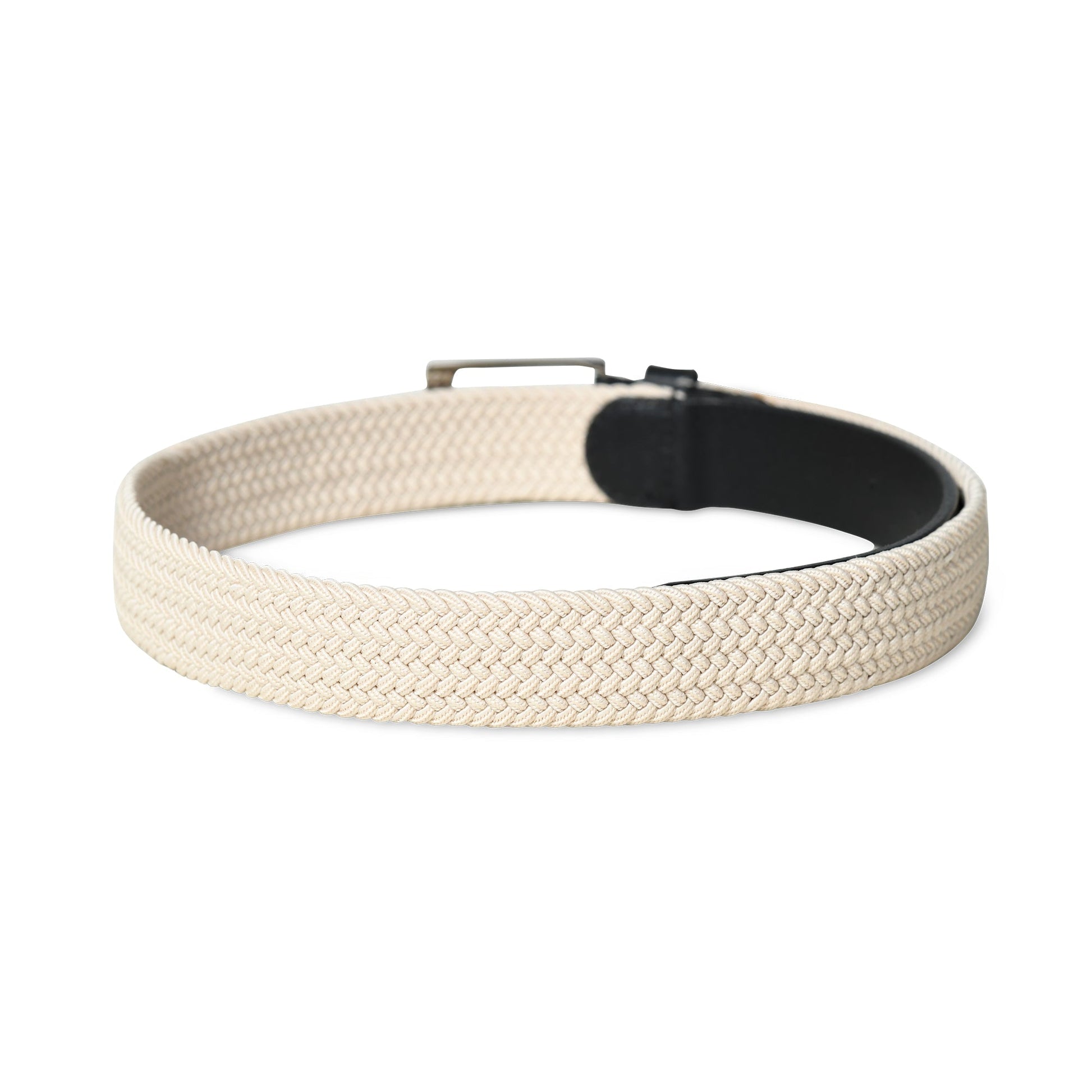 Cream & Black Braided Canvas Leather Belt - Osadia Concept Store