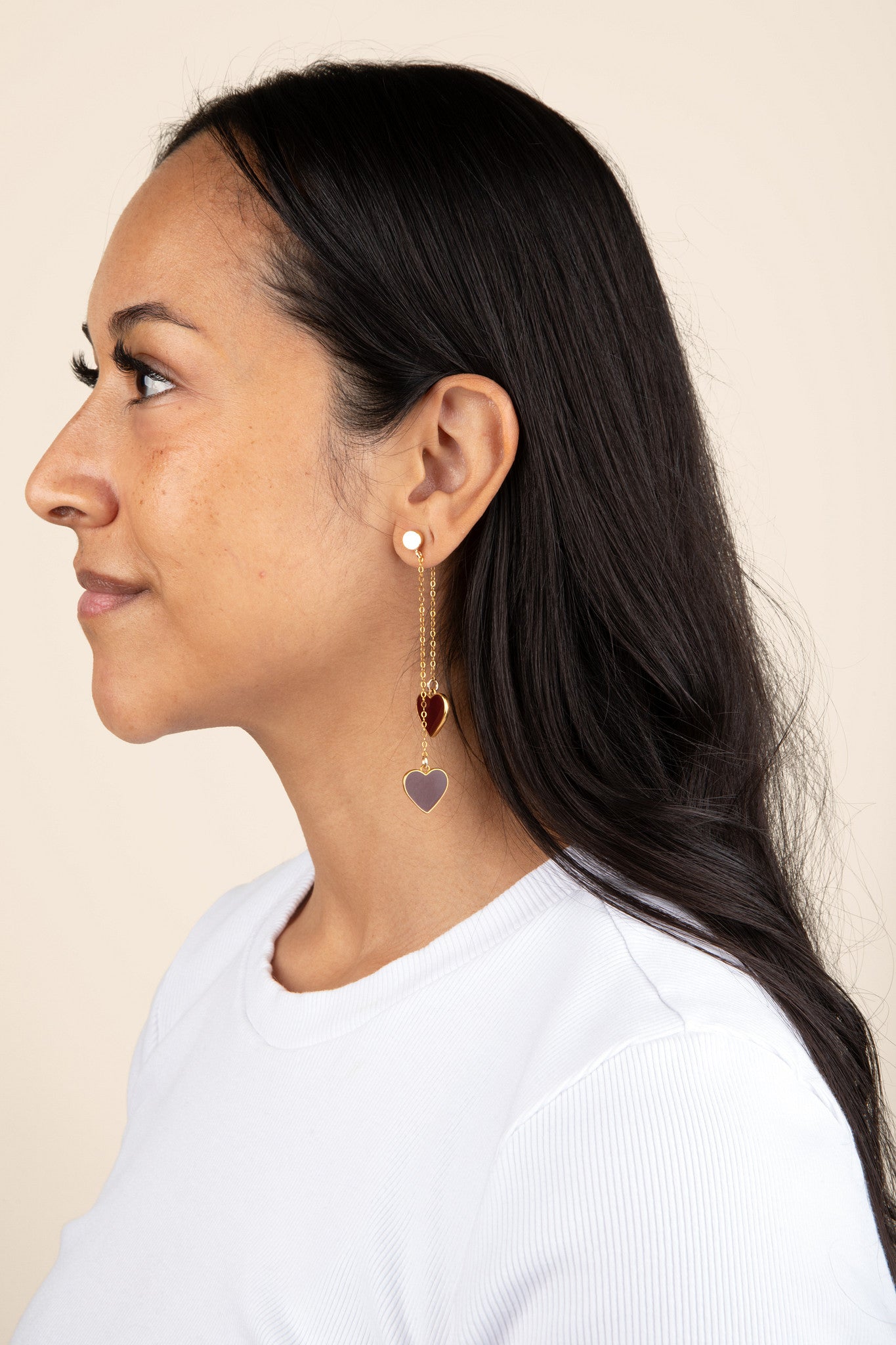 Single Hearted Girl Brown Heart Earrings | Gold Filled